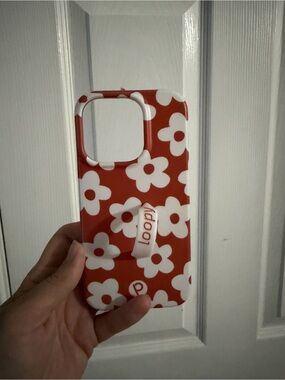Loopy Case Red Floral Phone Case with White Flowers - iPhone 14 Pro